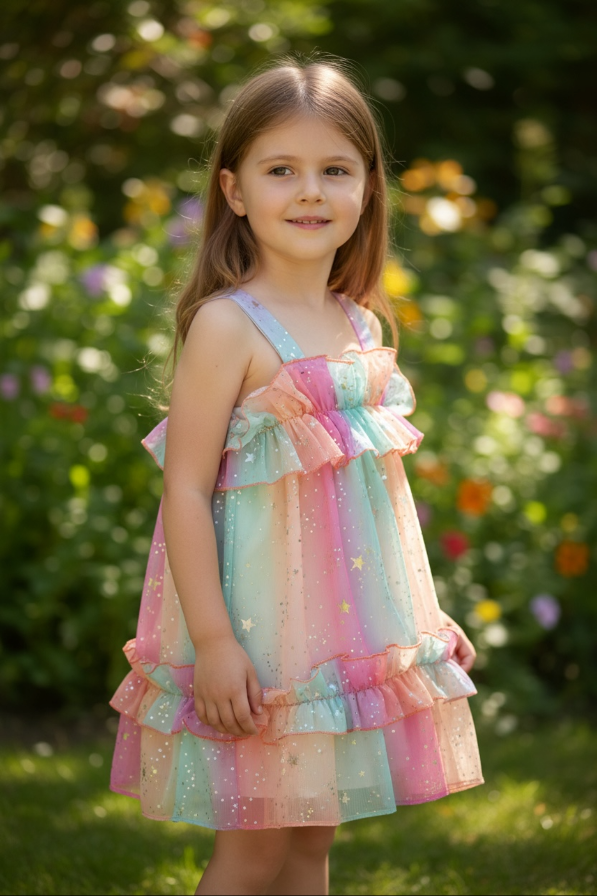 Vestido Arcoíris con estrellas