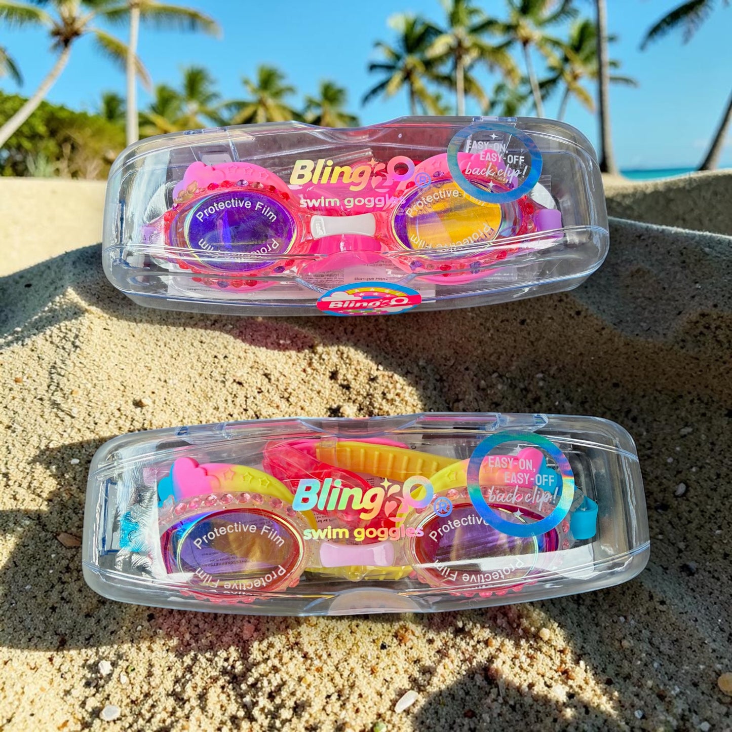 Rainbow Floating Fuschia Swim Goggles