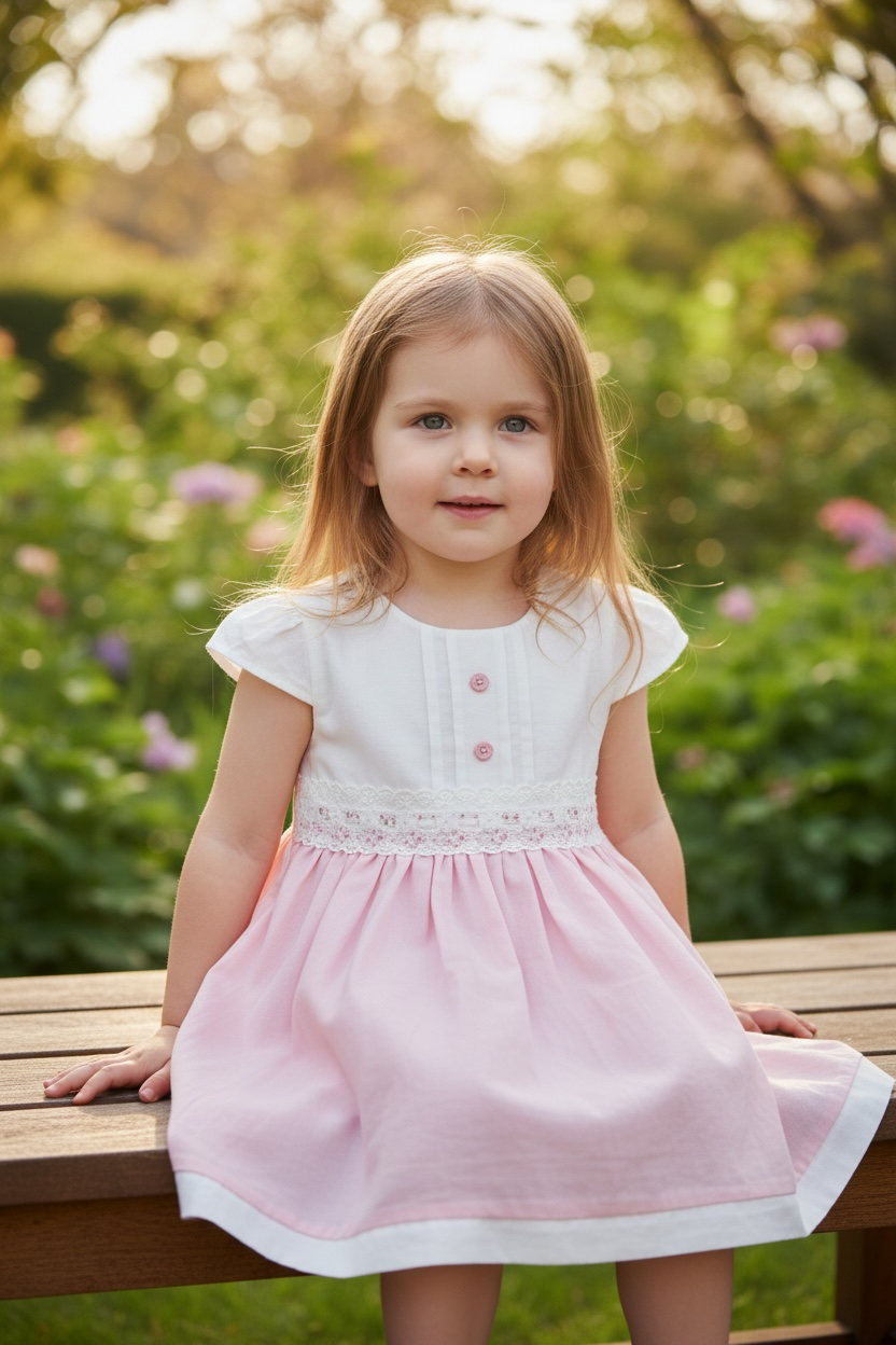 Vestido Blanco y Rosa
