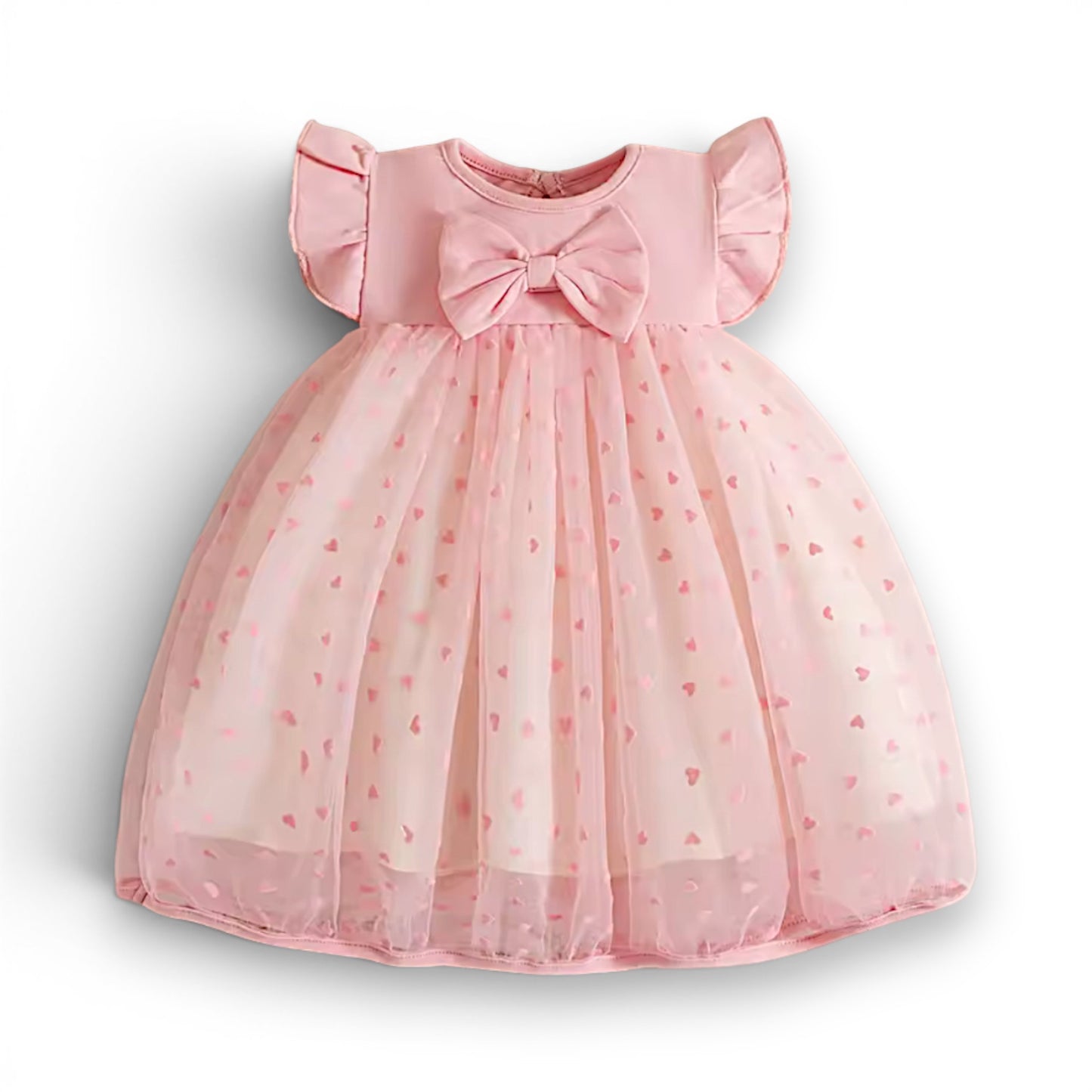 Vestido Rosa Corazones con Moño