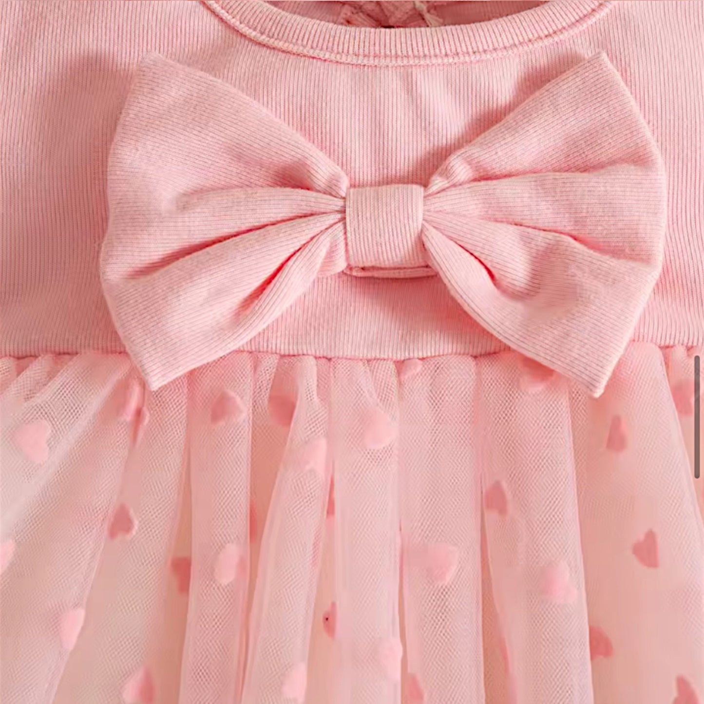 Vestido Rosa Corazones con Moño