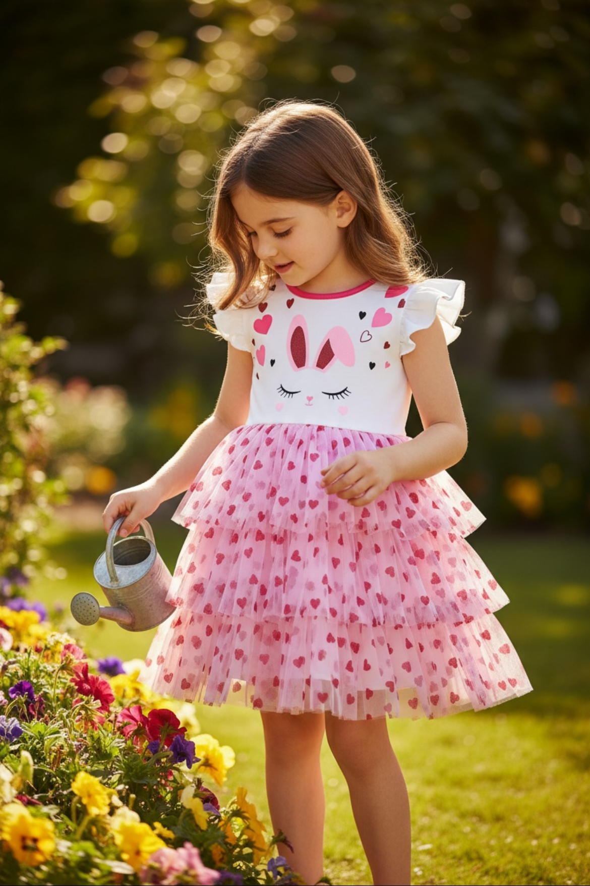 Vestido con Tul de Corazones