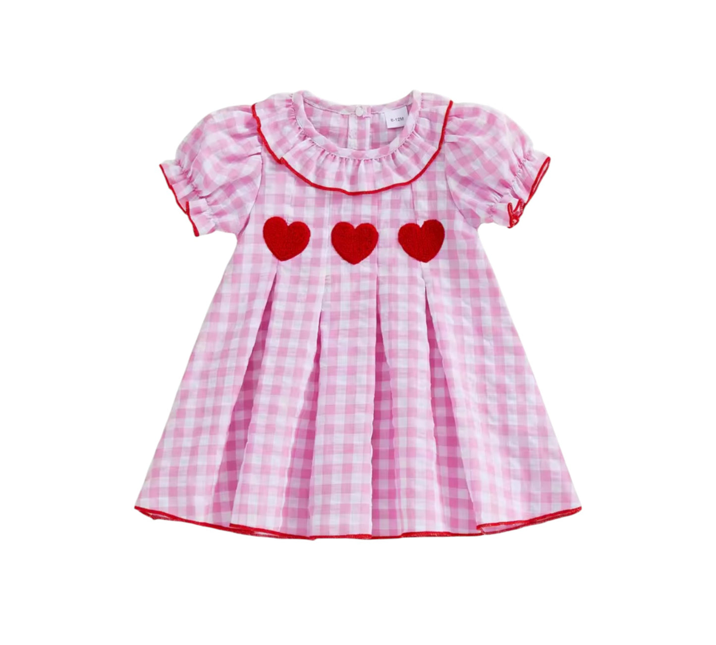 Vestido de Cuadros Rosa con Corazones