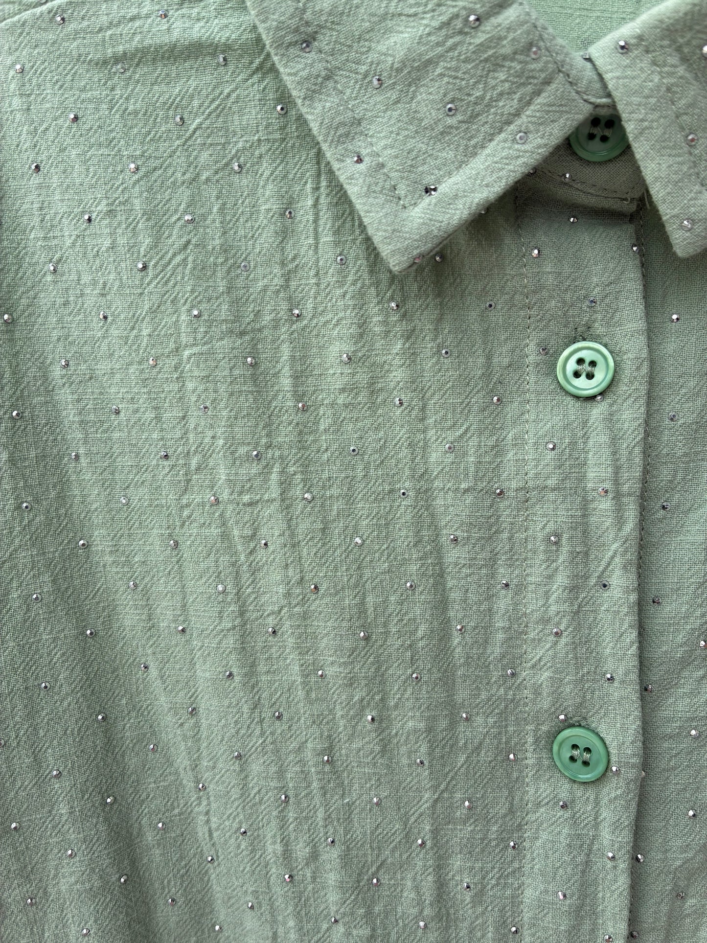Light Green Glitter Shirt & Shorts Set