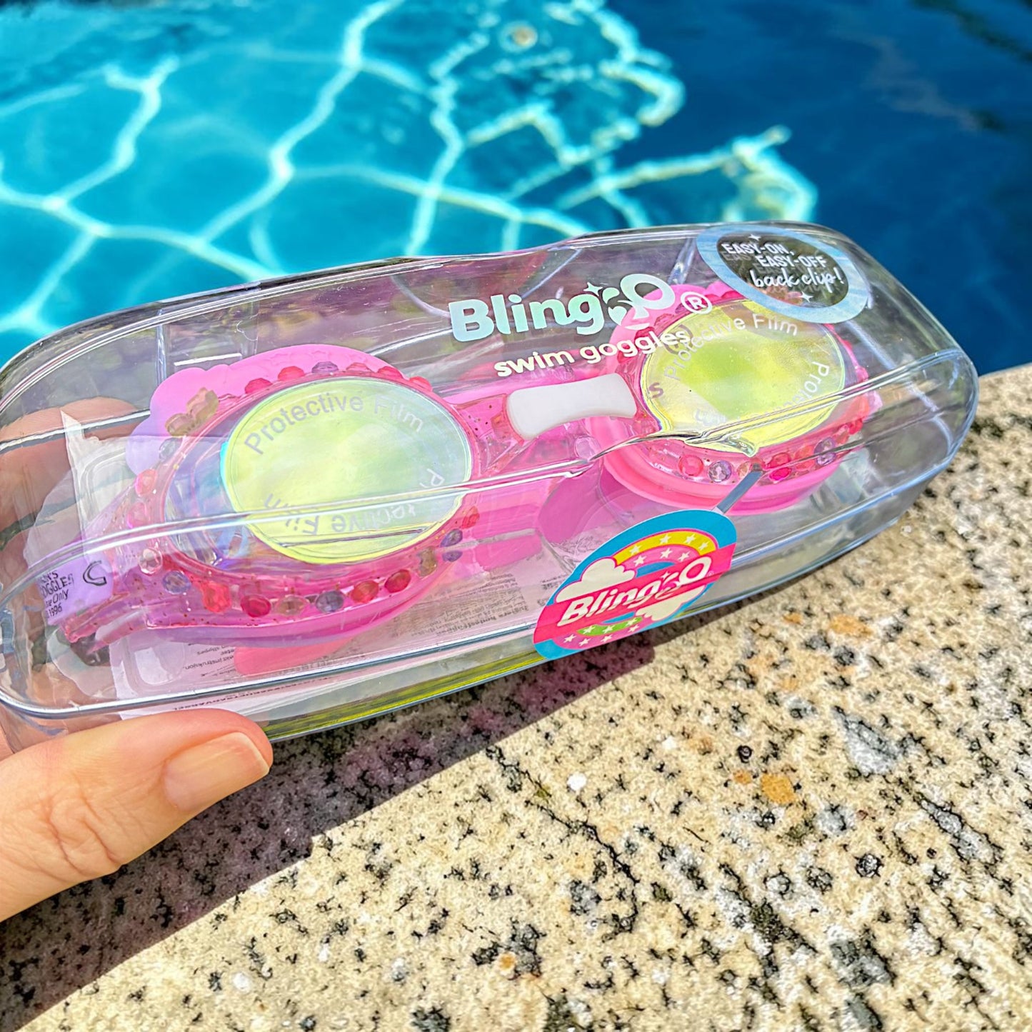Rainbow Floating Fuschia Swim Goggles