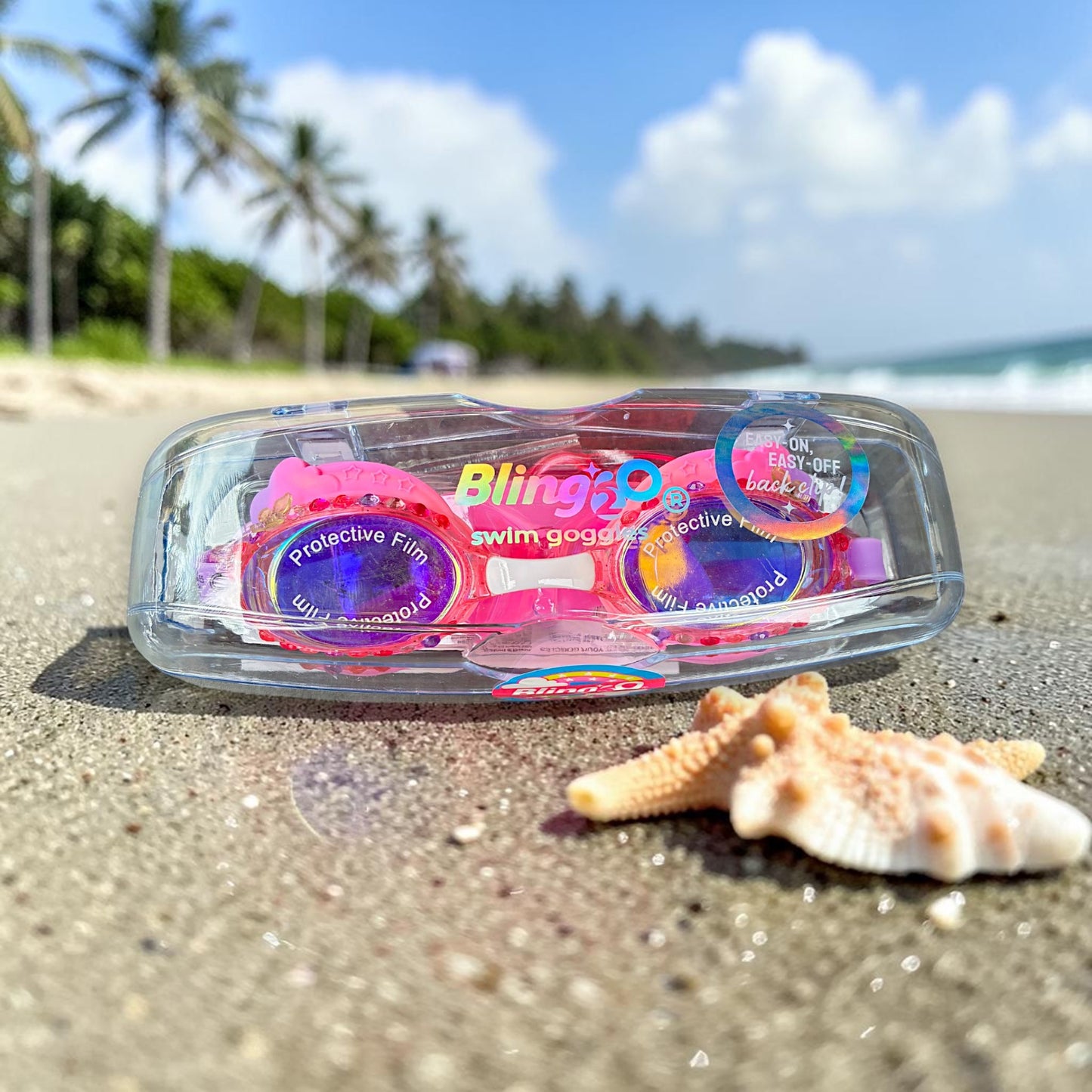 Rainbow Floating Fuschia Swim Goggles