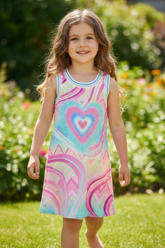 Vestido Tie Dye Corazón con Pedrería