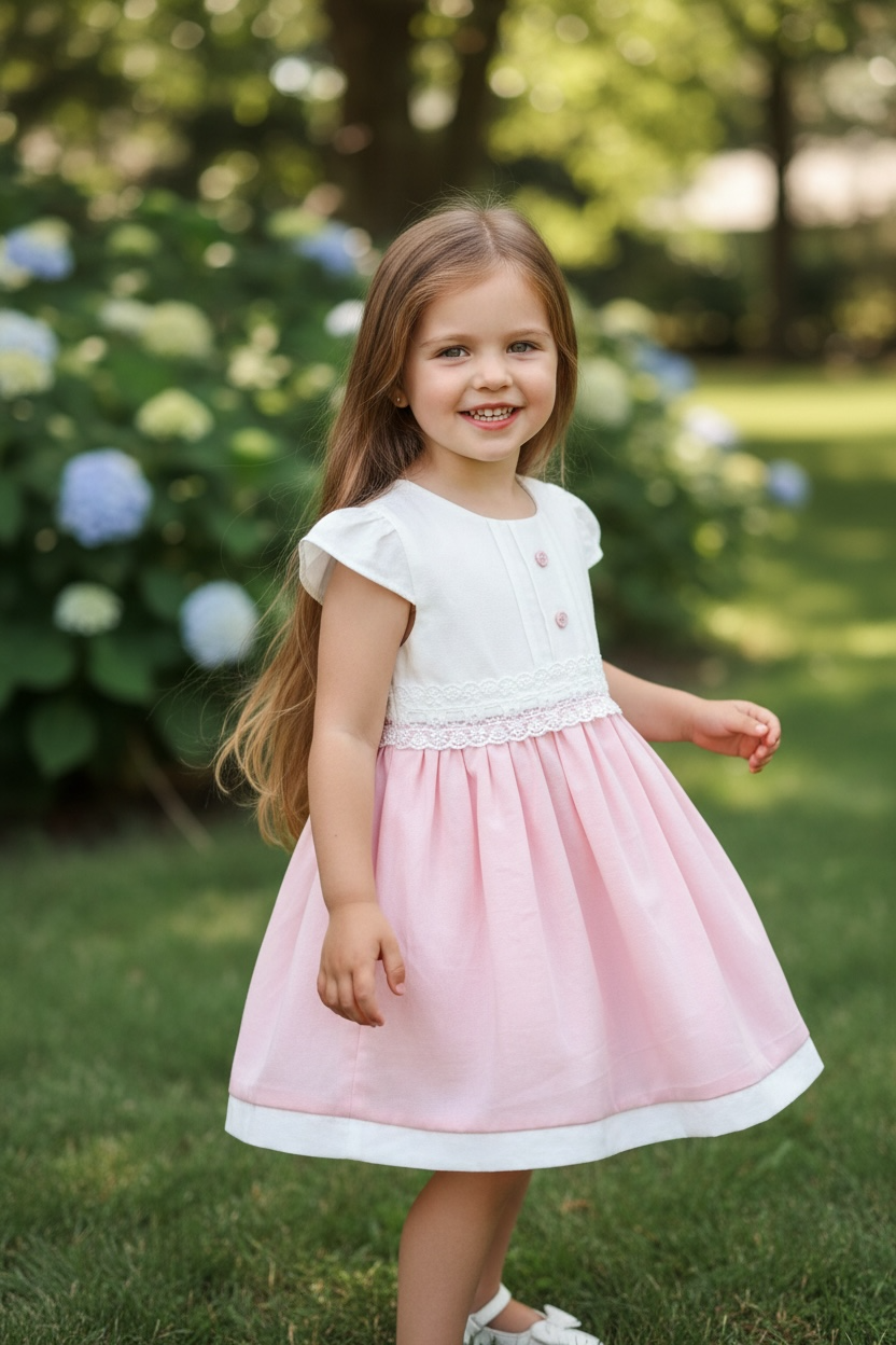 Vestido Blanco y Rosa