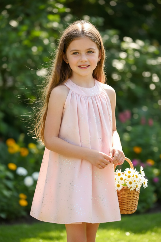 Vestido Rosa Halter con Destellos