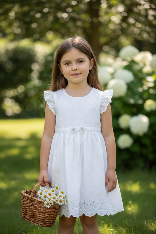 Vestido Blanco Jardín de Margaritas