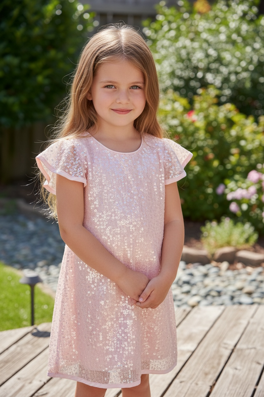 Sequin Dress Soft Pink