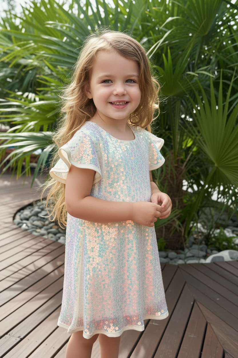 Sequin Dress Soft Yellow