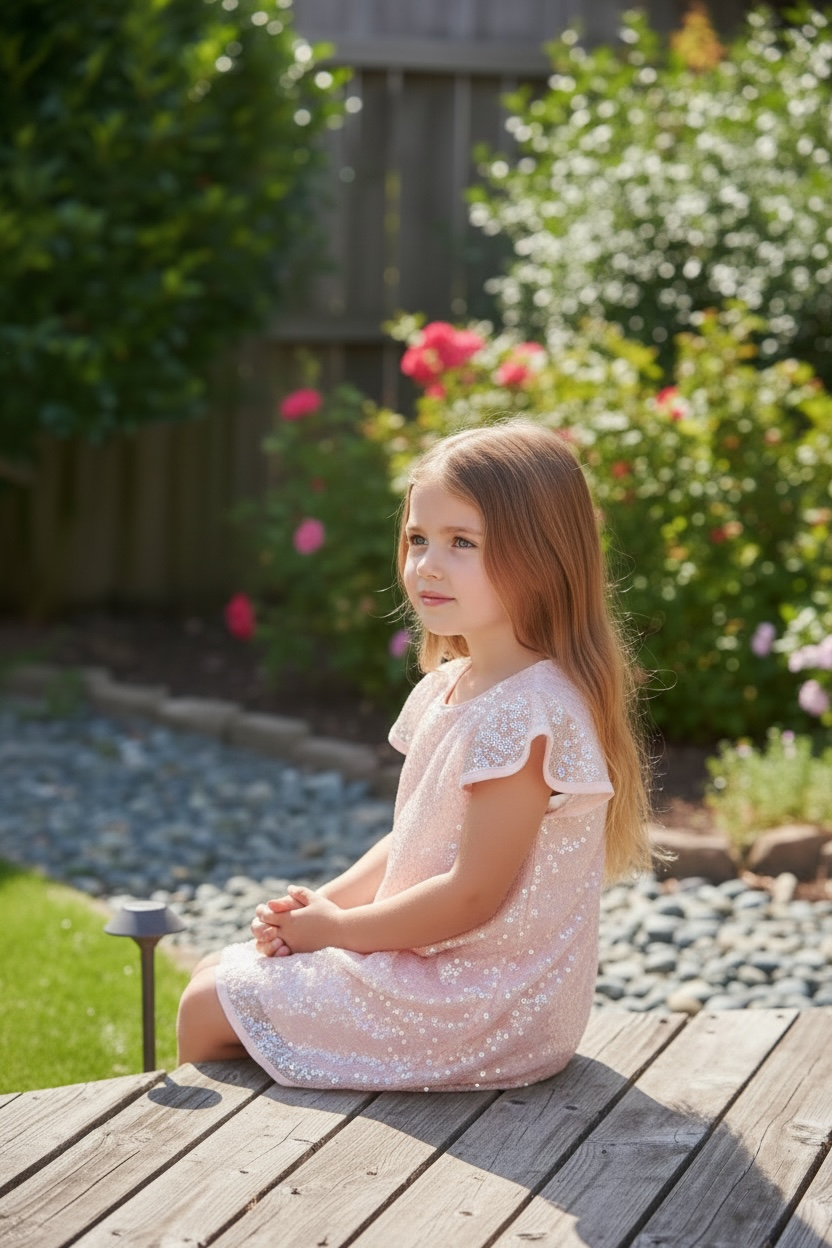 Sequin Dress Soft Pink