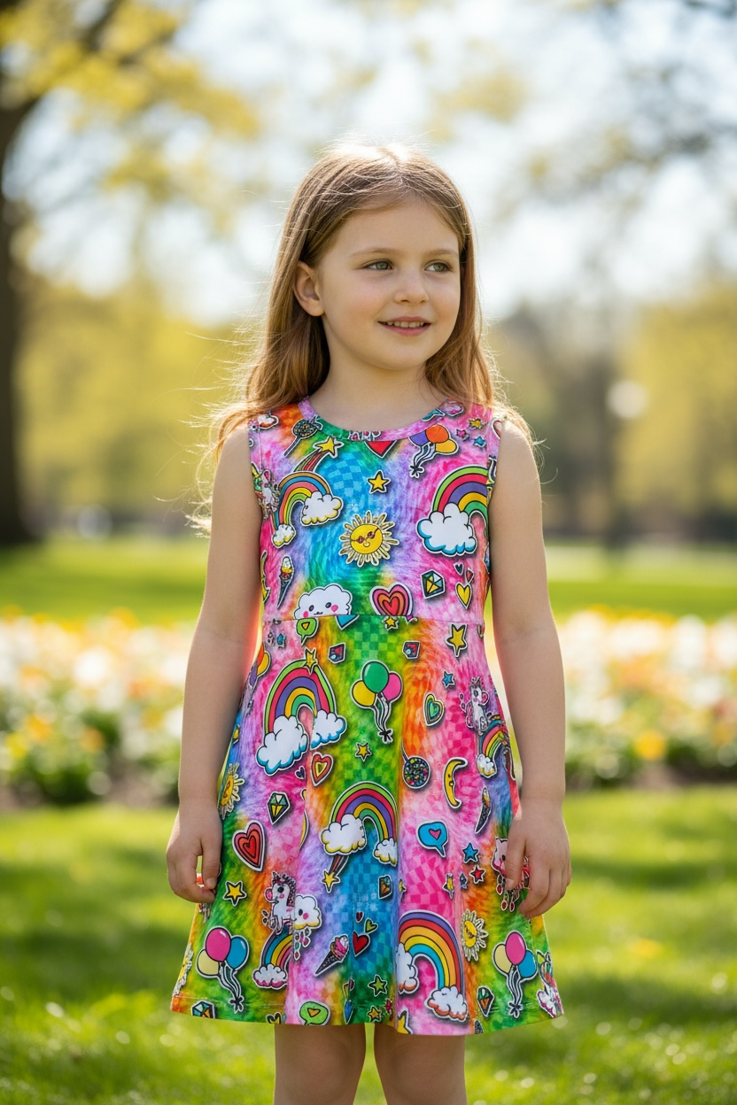 Magical Rainbow Print Dress
