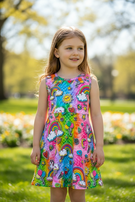 Magical Rainbow Print Dress