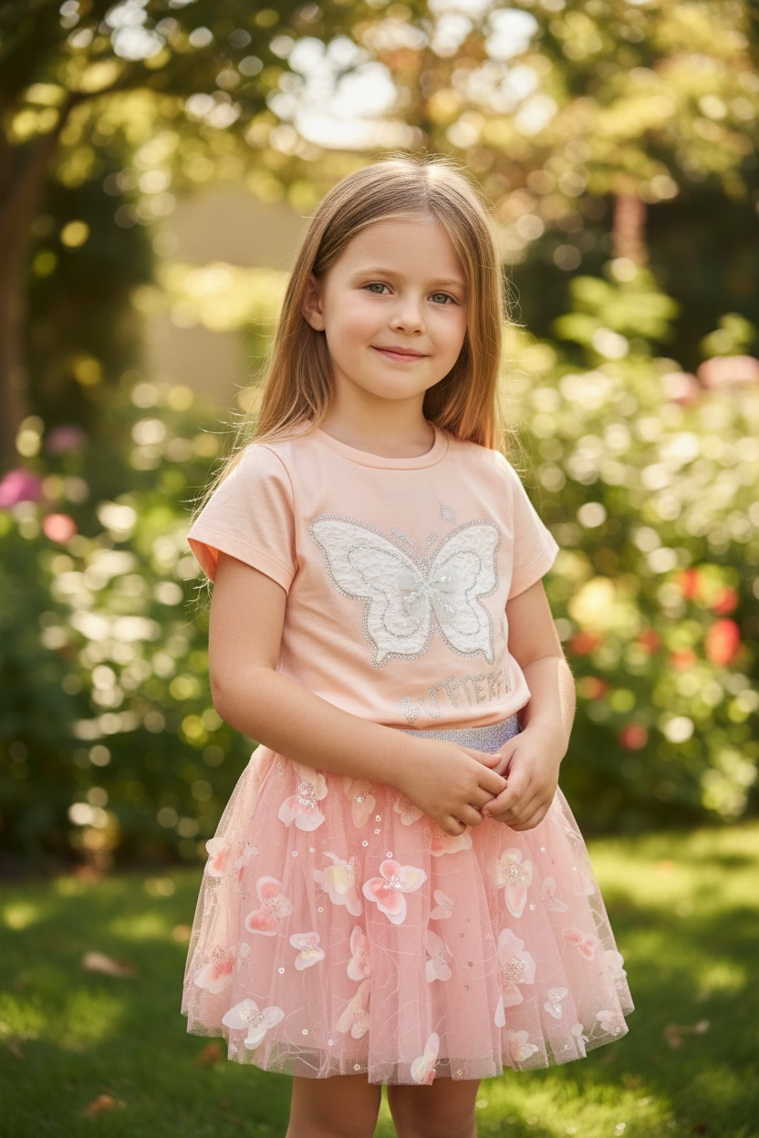 Set Butterfly – Blusa y Falda Melón